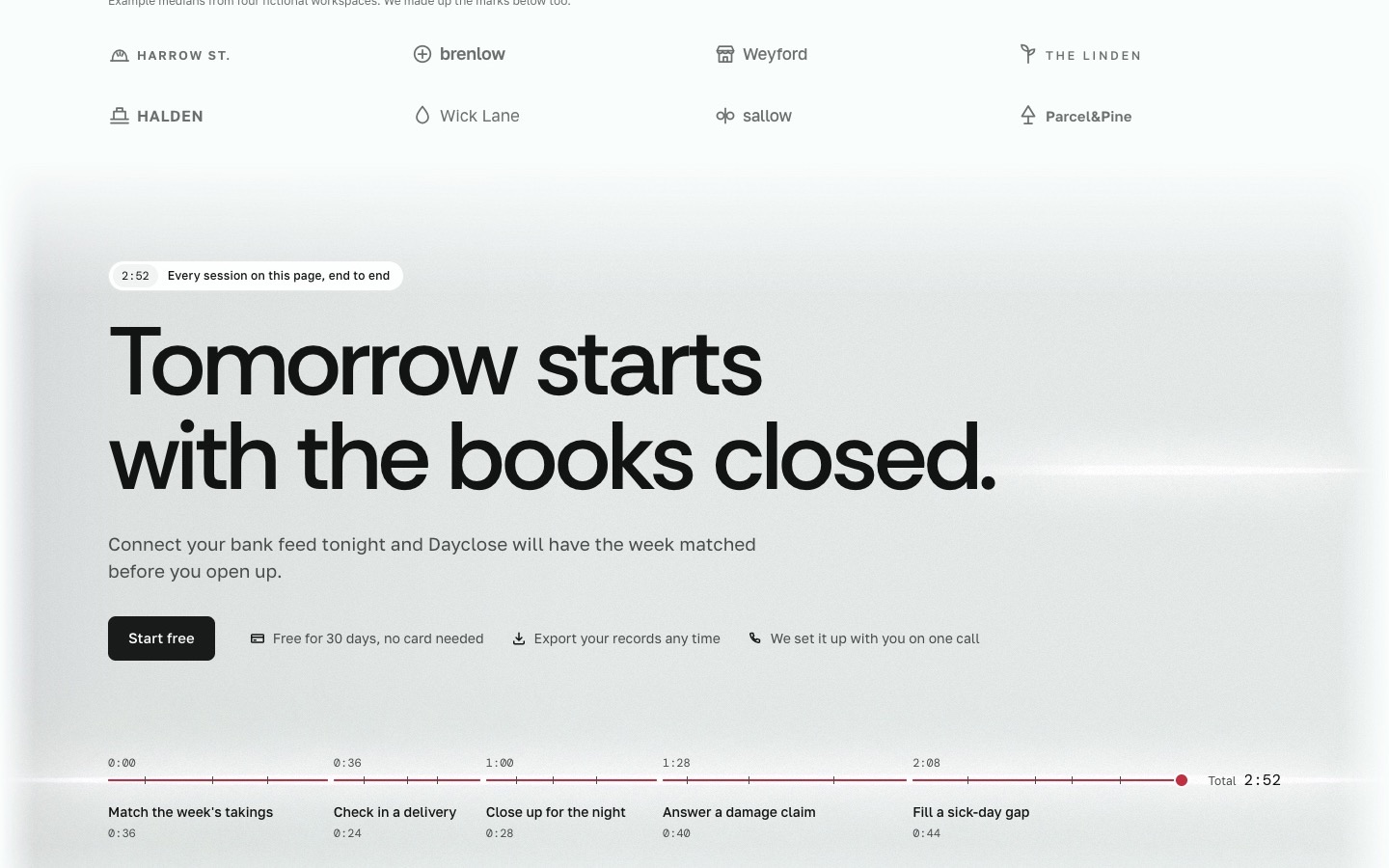Dayclose, screen 8