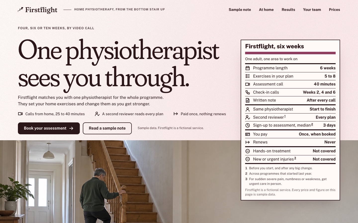 Firstflight, the first screen of its page